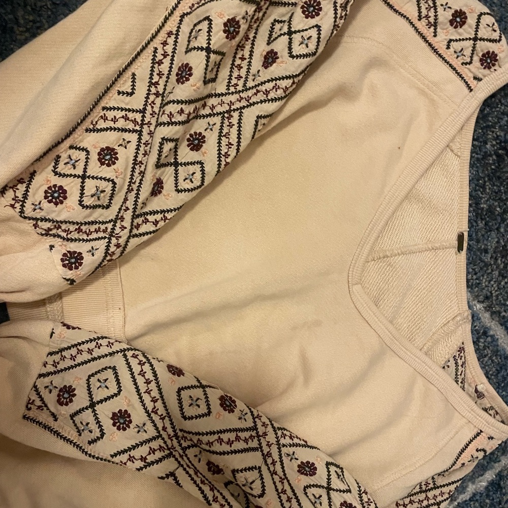 Free people Embroidered Cream Blouse